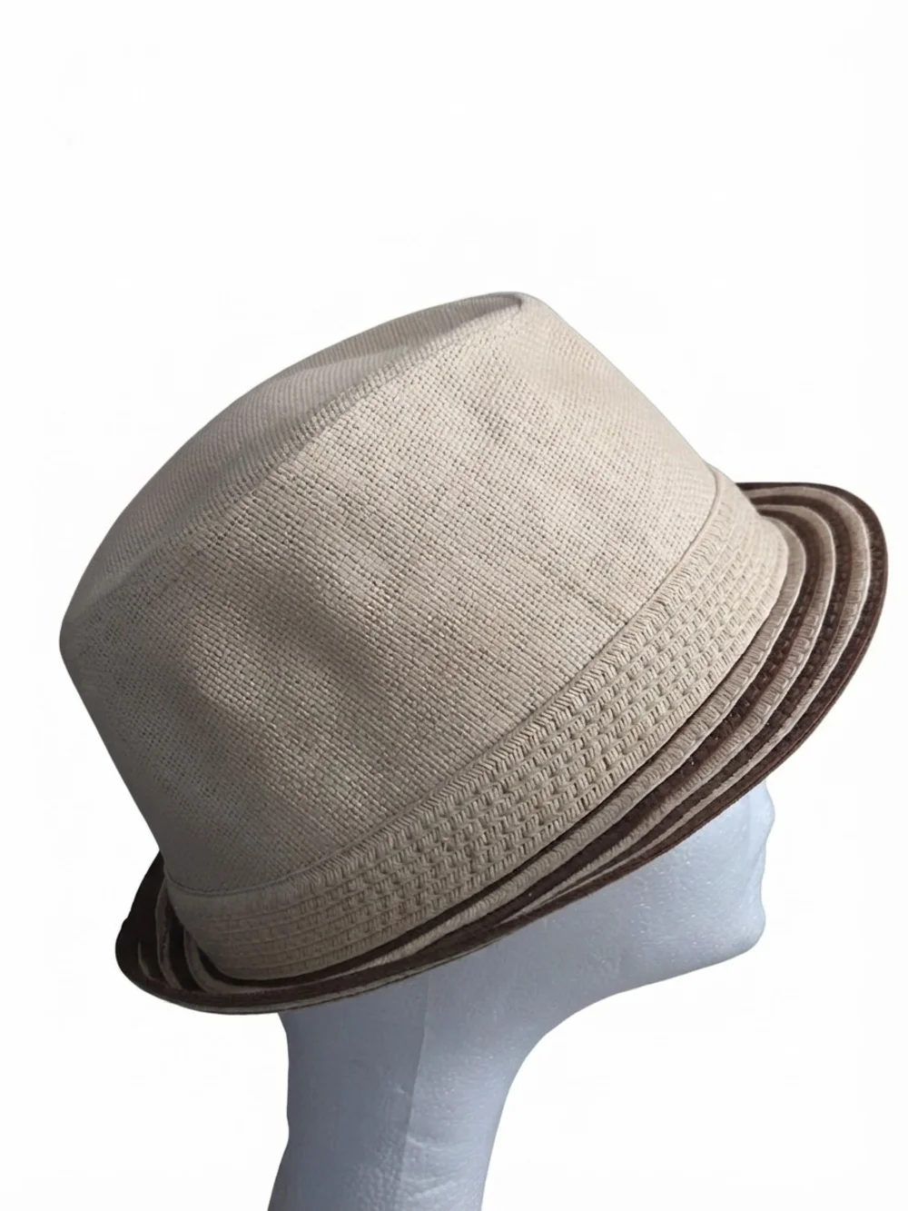 D&Y Beige and Brown Straw Fedora Hat